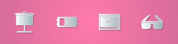 套剪纸投影银幕电影票图片下载