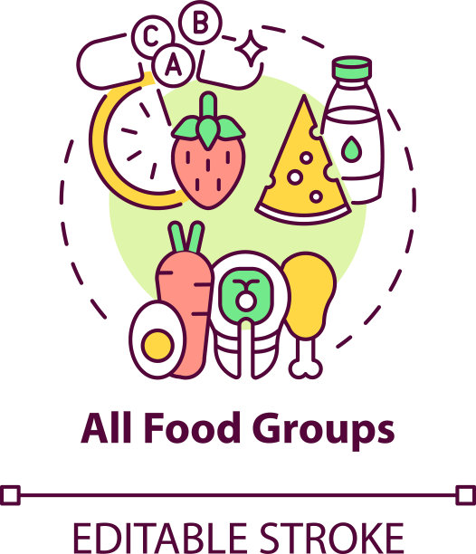 所有食物组概念图标图片下载