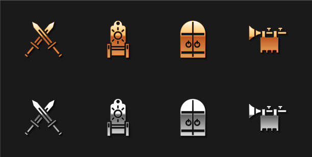 设置交叉中世纪剑中世纪王座图片下载