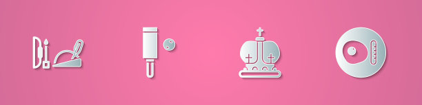 设置剪纸罗宾汉帽子和木板球拍图片下载