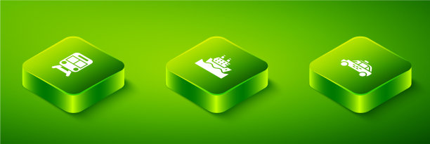 设置等距游轮、出租车和火车图片下载