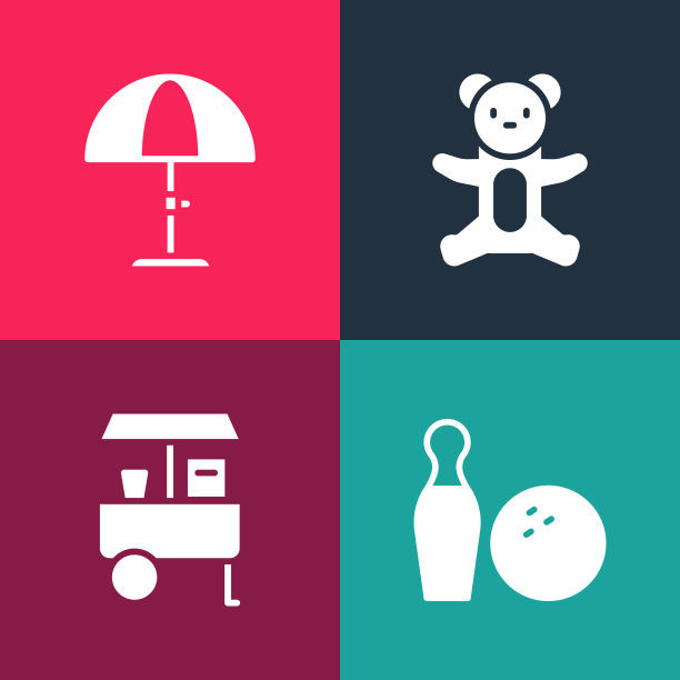 设置波普艺术保龄球瓶和球快餐街头小吃图片下载