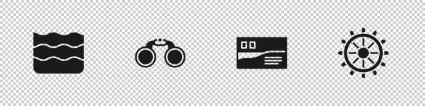设置波双筒望远镜明信片旅游和船舶图片下载