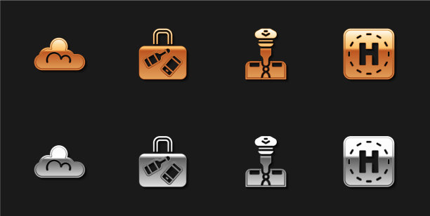 设置云天气手提箱飞行员和直升机图片下载