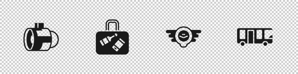 设置喷气发动机涡轮箱航空徽章图片下载