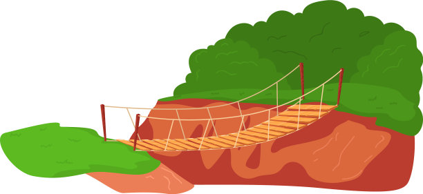 吊桥与木板行人悬挂图片下载
