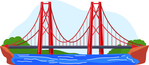 美国海湾上的汽车悬索桥图片下载