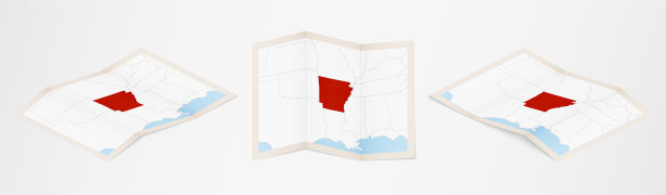 折叠地图阿肯色在三个不同的版本图片下载