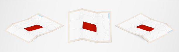 三种不同版本的堪萨斯州折叠地图图片下载