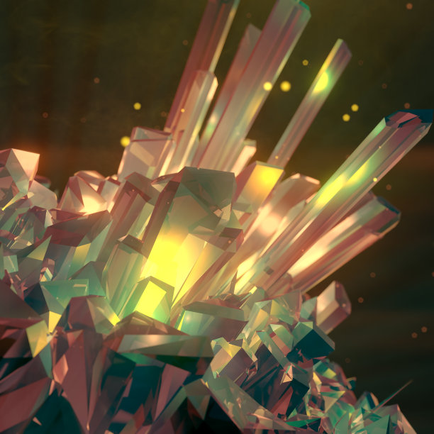 豪华闪亮的宝石。幻想数码插图。彩色的闪亮的水晶。三维渲染图片下载