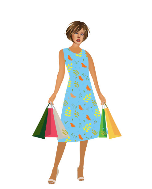 拿着购物袋的女人图片下载