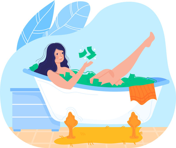 富有的百万富翁美元洗澡成功美丽图片下载