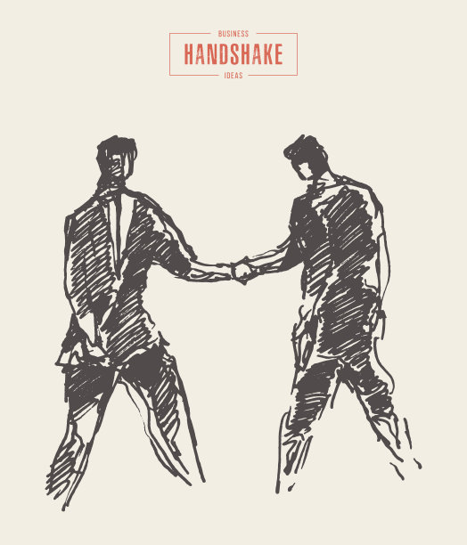草图成功的业务握手画一个矢量图片下载