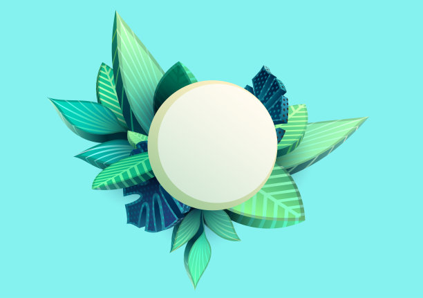 植物横幅与3D程式化的叶子图片下载