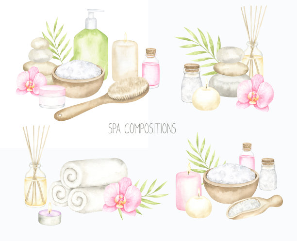 水疗水彩组成集图片下载