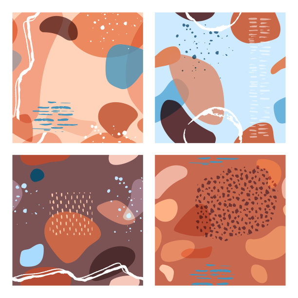 抽象极简无缝图案与时尚风格叠加形状图片下载