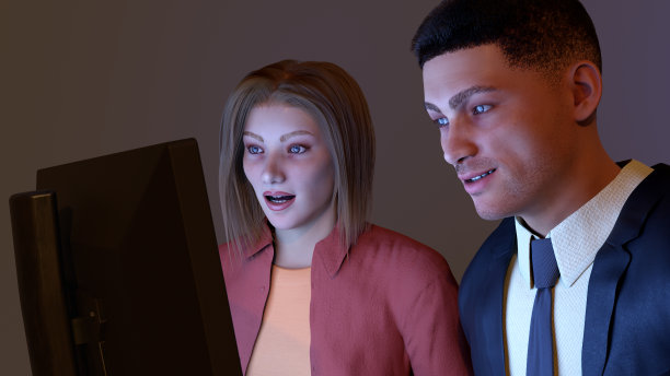 看电视屏幕或电脑监控视频生产力远程网络访问3D插图图片下载