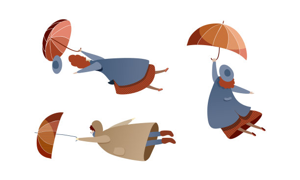 人物挣扎着撑起雨伞图片下载