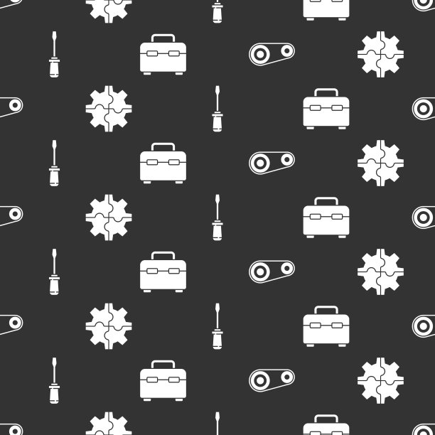 设置同步带套件齿轮螺丝刀和工具箱图片下载