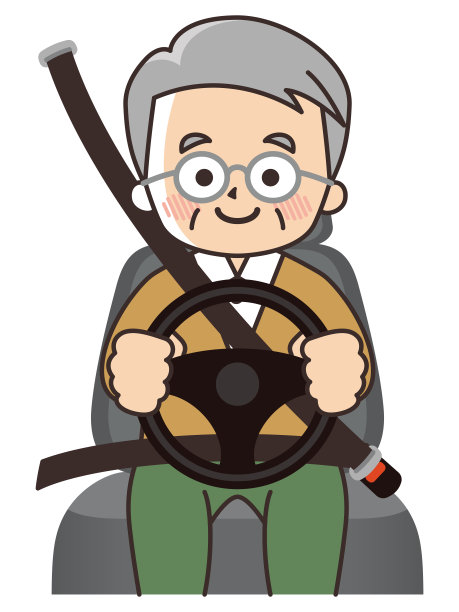 一个开车的老人。安全驾驶。图片下载