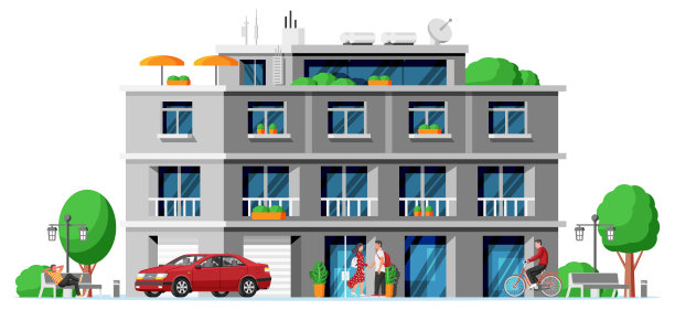 现代公寓大楼孤立。图片下载