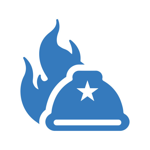 头盔,燃烧图标。蓝色的向量。图片下载