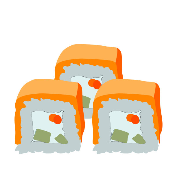 逼真的鱼卷，日本国菜-向量图片下载