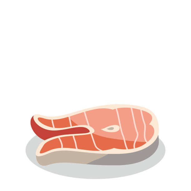 一块新鲜的红色的鱼在白色的背景-向量图片下载