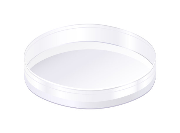 在白色背景上分离的培养皿，化学，生物或医疗玻璃器皿的矢量现实插图。图片下载