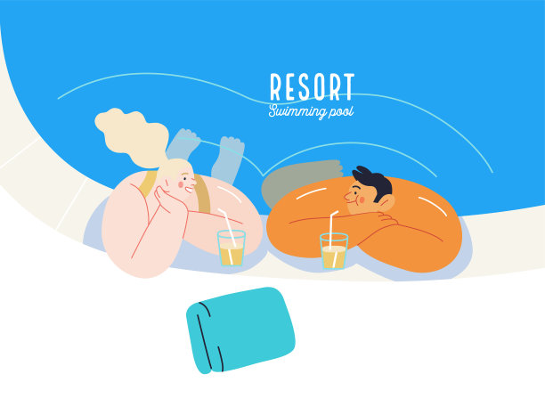 海滩度假活动现代平坦图片下载