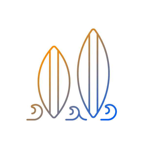 冲浪板渐变线性矢量图标图片下载