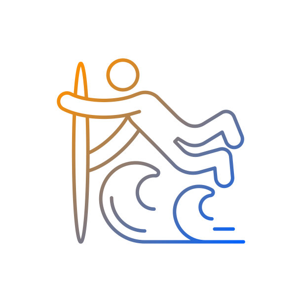 超人冲浪技术梯度线性矢量图标图片下载