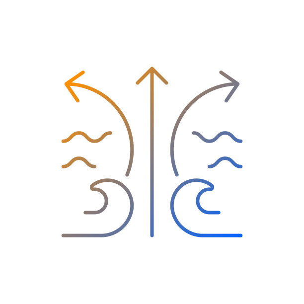 Rip当前波梯度线性矢量图标图片下载