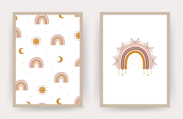 彩虹波西米亚海报为斯堪的纳维亚设计图片下载