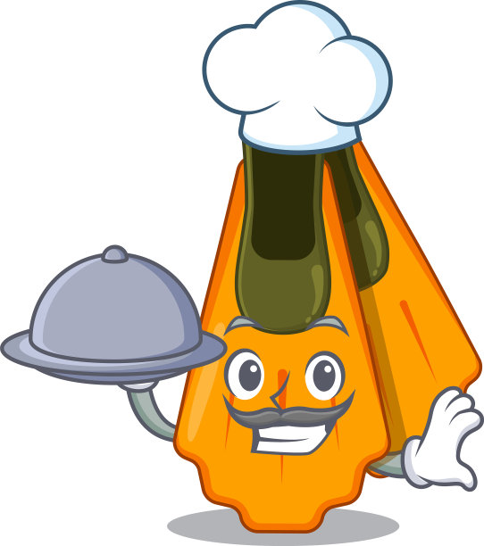 吉祥物人物风格游泳鱼翅厨师上菜图片下载