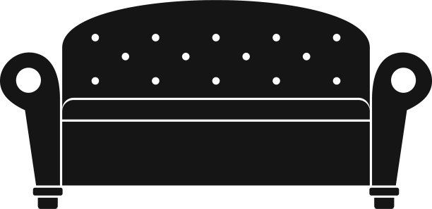 舒适的沙发黑色简单图标孤立在白色图片下载