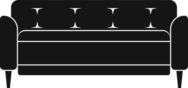 旧沙发黑色简单孤立的图标图片下载