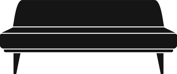 办公室沙发黑色简约孤立图标图片下载