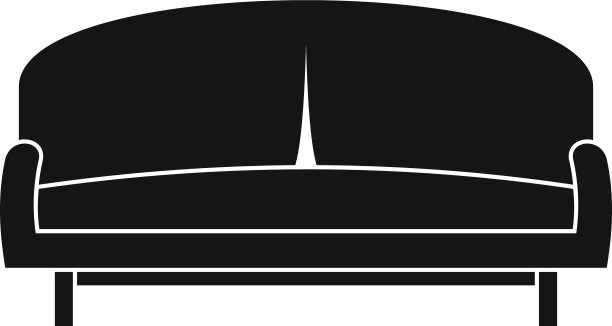 客厅沙发黑色简单图标孤立图片下载