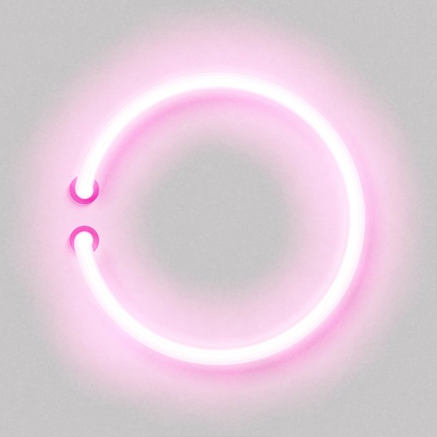 矢量现实隔离霓虹标志的粉色圆形框架模板和布局上的白色背景。图片下载