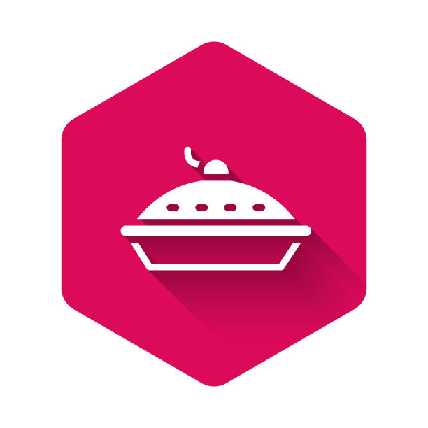 白色自制馅饼图标孤立与长影子图片下载