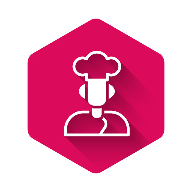 白色厨师图标孤立与长影子图片下载