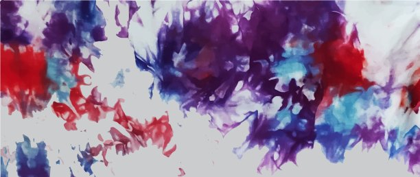 扎染背景几何图案纹理矢量插图Shibori抽象蜡染笔刷无缝重复图案设计鲜艳，红色，黄色，白色，紫色的颜色油漆飞溅图片下载