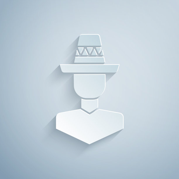 剪纸墨西哥男子戴着宽边帽图标图片下载