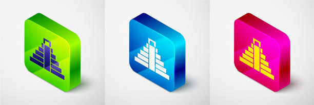 等距奇琴伊察在玛雅图标孤立上图片下载