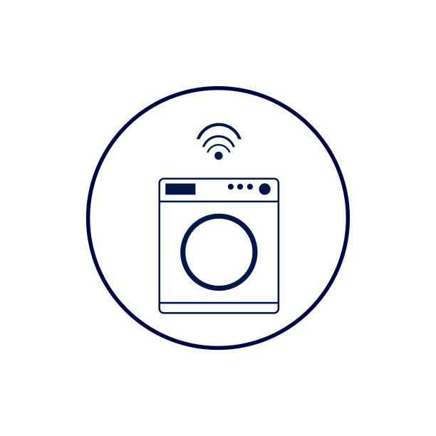 智能家居洗衣机图标的插图。带有wi-fi标志的洗衣机图片下载