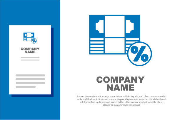 蓝色金钱百分比图标孤立在白色图片下载