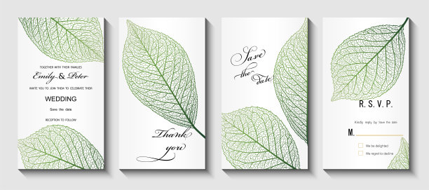 婚礼的邀请。背景具叶脉。图片下载