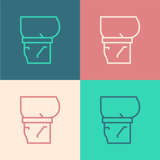 波普艺术线啤酒肚图标孤立的颜色图片下载