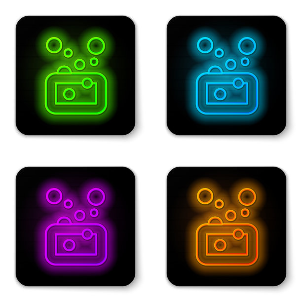 发光的霓虹灯线条肥皂图标隔离上图片下载